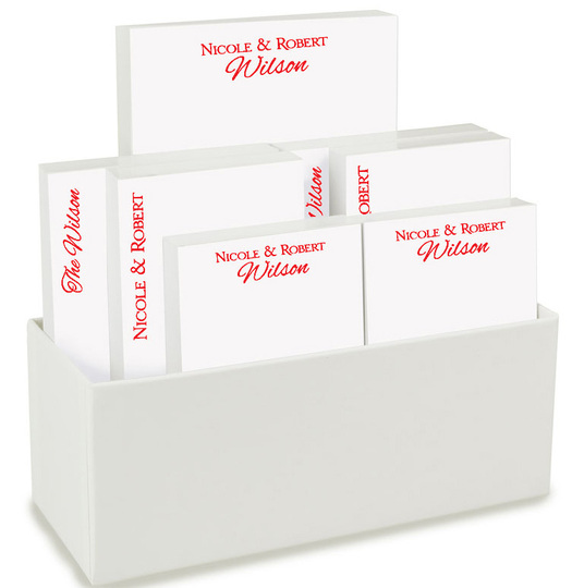 Couples Notepad Set in White Holder